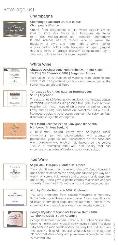 Etihad wine list 2012