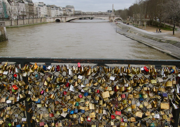 Locks of Love - on a bridge above the Seine River